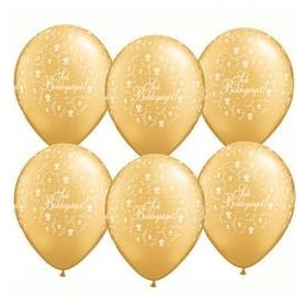   Esküvői latex lufi 11" 28cm  6db, arany, Sok boldogságot!, q606359-7rp