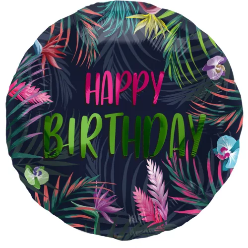 Szülinapi lufi 18" 45cm Happy Birthday, Tropical