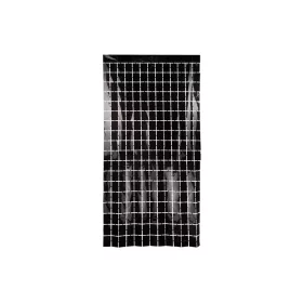   Ajtódekoráció, függöny, háttér, 100x200cm, Fekete négyzetek