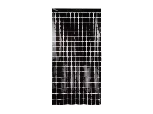 Ajtódekoráció, függöny, háttér, 100x200cm, Fekete négyzetek