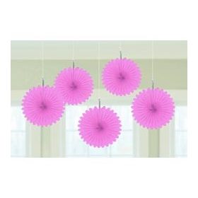 Függő dekoráció, legyező 15,2cm 5db, rózsaszín