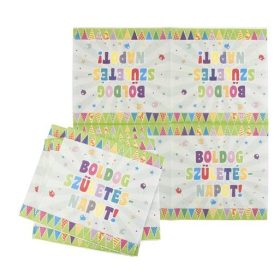   Szalvéta 33x33cm zászlós, Boldog Születésnapot, 16db, PTSRFUN044