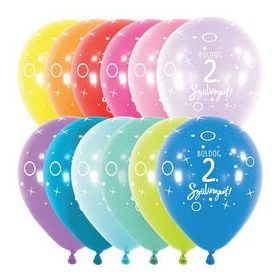   Szám, Számos latex lufi 11" 28cm 6db 2-es lufi Boldog 2. szülinapot!