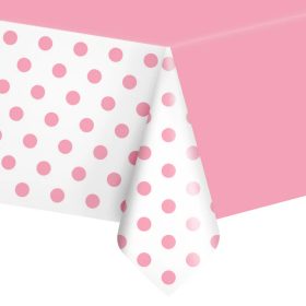 Műanyag asztalterítő 137x274cm pöttyös, Rózsaszín