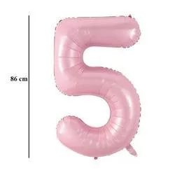 Számos lufi 34" 86cm óriás babaRózsaszín szám, számjegy 5-ös 