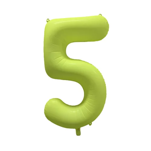 Számos lufi 34" 86cm óriás neon sárga szám, számjegy 5-ös, 