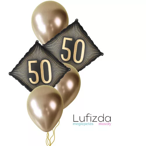 Héliumos luficsokor szülinapra - 50-es - INGYENES GLS szállítással