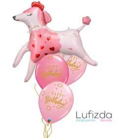   Héliumos luficsokor szülinapra, puli, pudle, Happy Birthday - INGYENES GLS szállítással