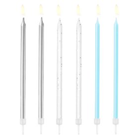 Gyertya, Kék, ezüst, fehér 6db