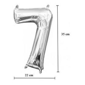   Számos lufi 14" (35cm) fólia szám, számjegy 7 levegővel tölthető, ezüst