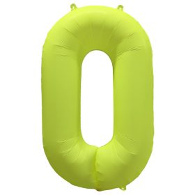   Számos lufi 34" 86cm óriás neon sárga szám, számjegy 0, 