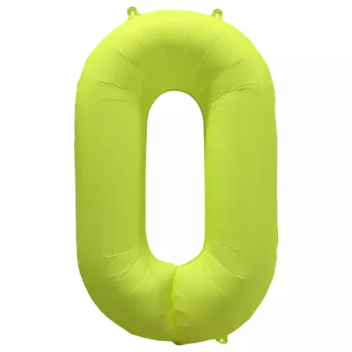 Számos lufi 34" 86cm óriás neon sárga szám, számjegy 0, 