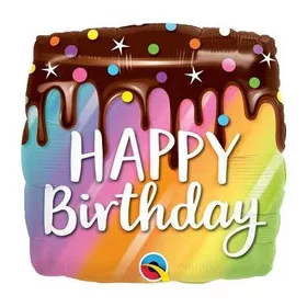 Szülinapi lufi 18" 45cm Happy Birthday torta