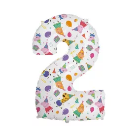   Számos lufi 34" 86cm óriás állatos szám, számjegy 2-es, Peppa