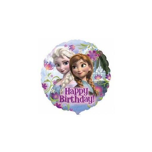 Fólia lufi 17" 43cm Happy Birthday Jégvarázs - Disney Frozen, 2900901, héliummal töltve