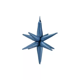   Egyszínű nagy csillag fólia lufi 3D 27,5" 70 cm acélkék csillag, csak levegővel tölthető