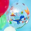 Szülinapi buborék lufi 18" 45cm Dino,  Happy Birthday
