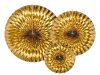 Rozetta dekoráció, 3db, arany legyeződekor