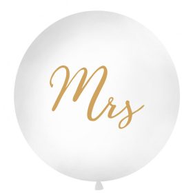   3 feet 91cm fehér esküvői latex léggömb arany MRS felirattal