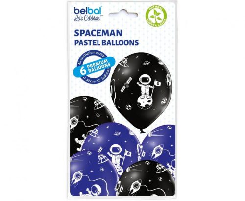 Mintás latex lufi 11" 28cm 6db Űrhajós