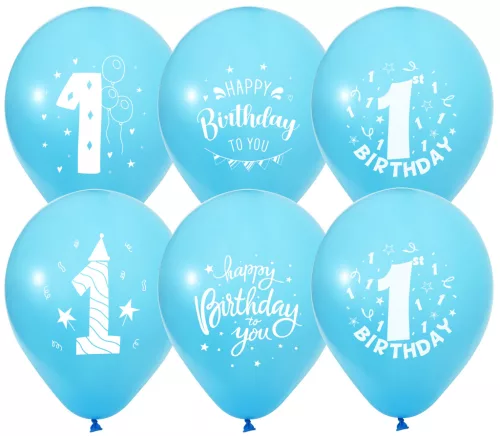 BALONEVI lufi, 12" 30cm, 50db/cs, 1-es számmal, Boys, Kék