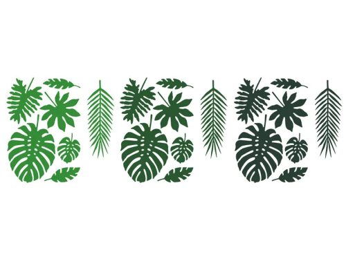 Dekorációs szett, Aloha, levelek, 21db, zöld