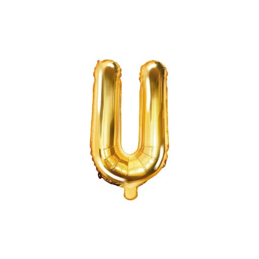 Betű lufi 16" 40cm arany fólia betű, U betű, levegővel tölthető