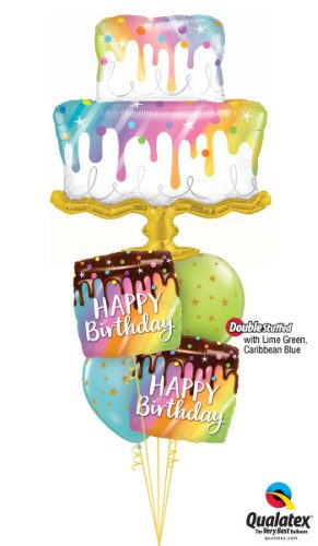 Héliumos luficsokor torta, Happy Birthday - INGYENES KISZÁLLÍTÁSSAL