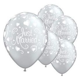 Esküvői latex lufi 11" 28cm 6db Just Married, 19136
