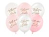 Mintás latex lufi 11" 28cm 6db Welcome Baby, Pink Mix
