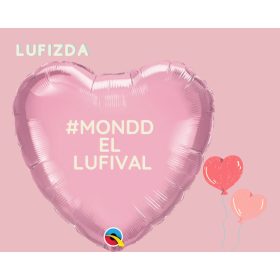   Egyedi fólia lufi, felirattal, 18" (45cm), szív, Héliummal töltve