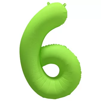 Számos lufi 34" 86cm óriás neon Zöld szám, számjegy 6-os, 