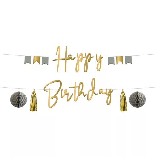 Happy Birthday füzér dekoráció, Elegáns