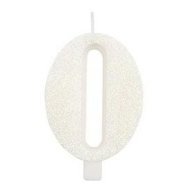Számgyertya, csillogó fehér, 0, gi53100