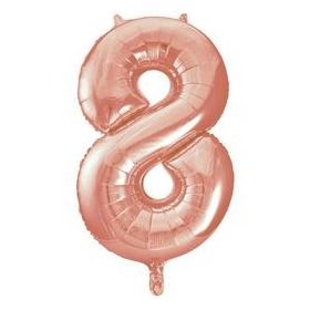   Számos lufi 34" 86cm óriás Rosegold szám, számjegy 8-as