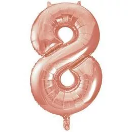 Számos lufi 34" 86cm óriás Rosegold szám, számjegy 8-as