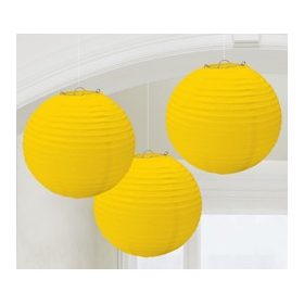 Lampion gömb 24cm 3db, sárga  