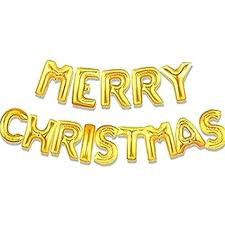 Merry Christmas, arany 16" fólia betűk, csak levegővel tölthető