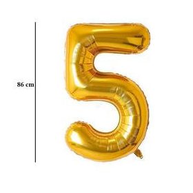   Számos lufi 34" 86cm óriás Arany szám, számjegy 5-ös