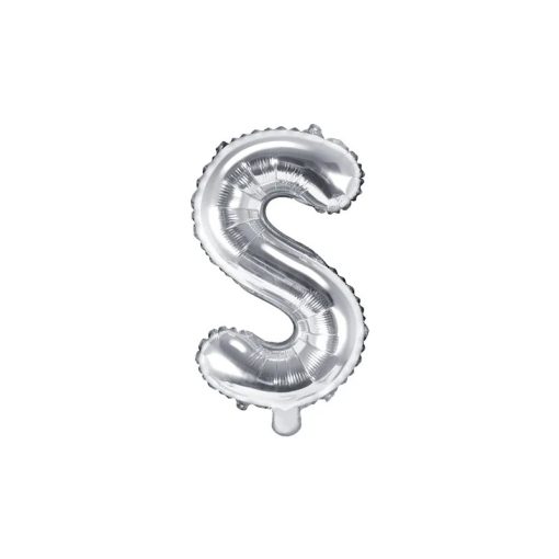Betű lufi 16" 40cm ezüst fólia betű, S betű, levegővel tölthető