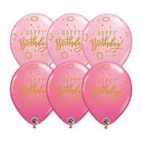   Szülinapi latex lufi 11" 28cm, 6db/csom, Happy Birthday, q29304rp