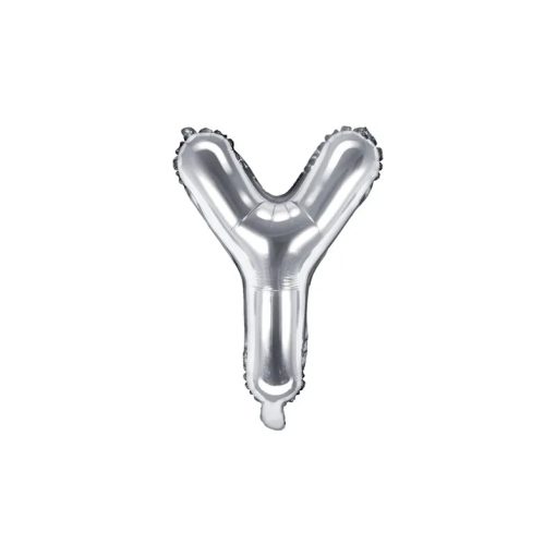 Betű lufi 16" 40cm ezüst fólia betű, Y betű, levegővel tölthető