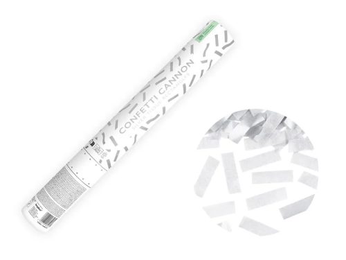 Konfetti ágyú 40cm Ezüst selyempapír téglalapokat kilövő