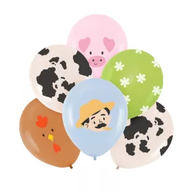 Mintás lufi 11" 28cm 6db, Farm