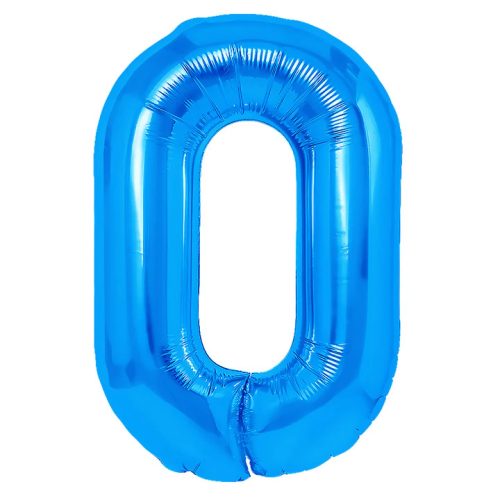 Számos lufi 14" (35cm) fólia szám, számjegy 0 levegővel tölthető, kék