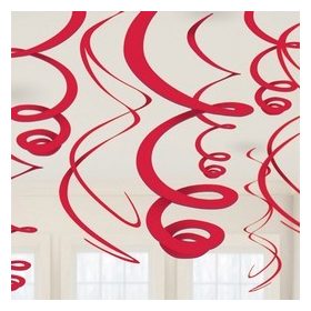 Spirális függő dekoráció piros 55cm 12db 670554055