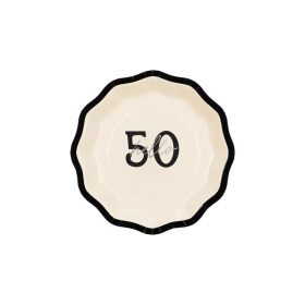 Papírtányér 50-es számmal, 6db, masni