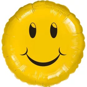 Mosolygó lufi 18" 45cm, smiley face, sárga