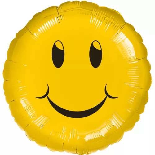 Mosolygó lufi 18" 45cm, smiley face, sárga