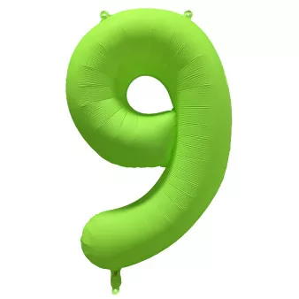Számos lufi 34" 86cm óriás neon Zöld szám, számjegy 9-es, 